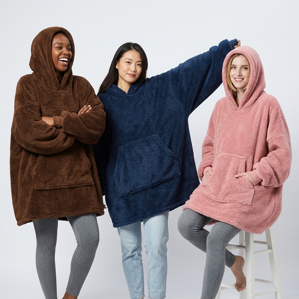 Cozy Hoodie Blanket in three colours