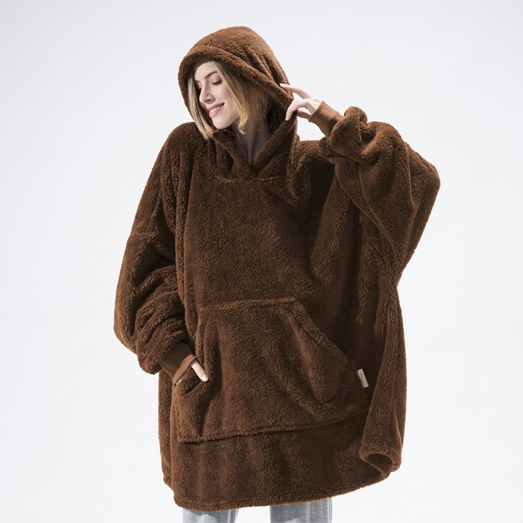 Cozy Hoodie Blanket - Brown
