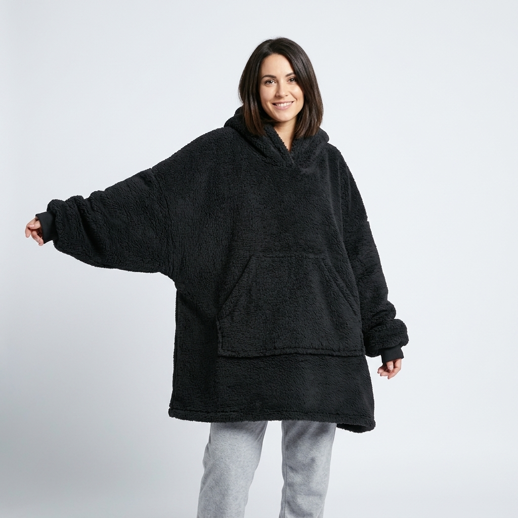 Cozy Hoodie Blanket - Black