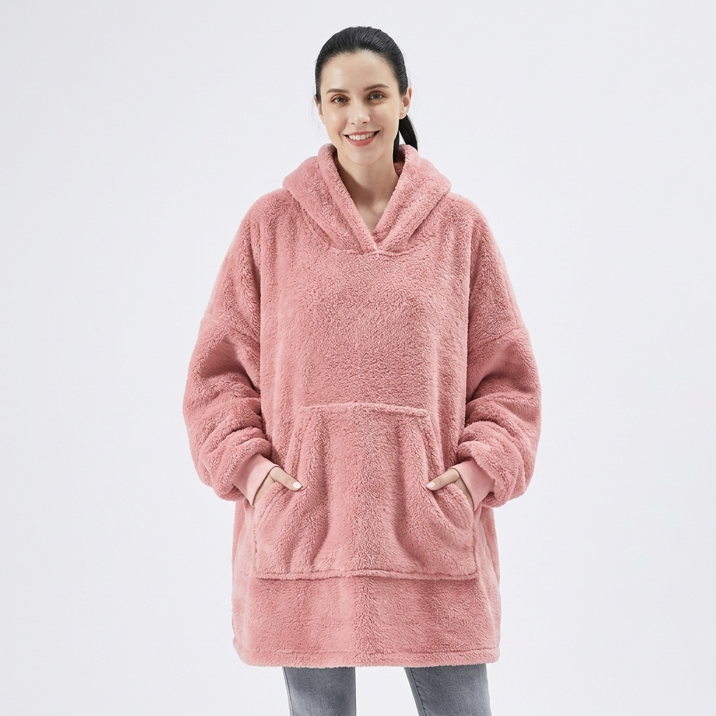 Cozy Hoodie Blanket - Pink